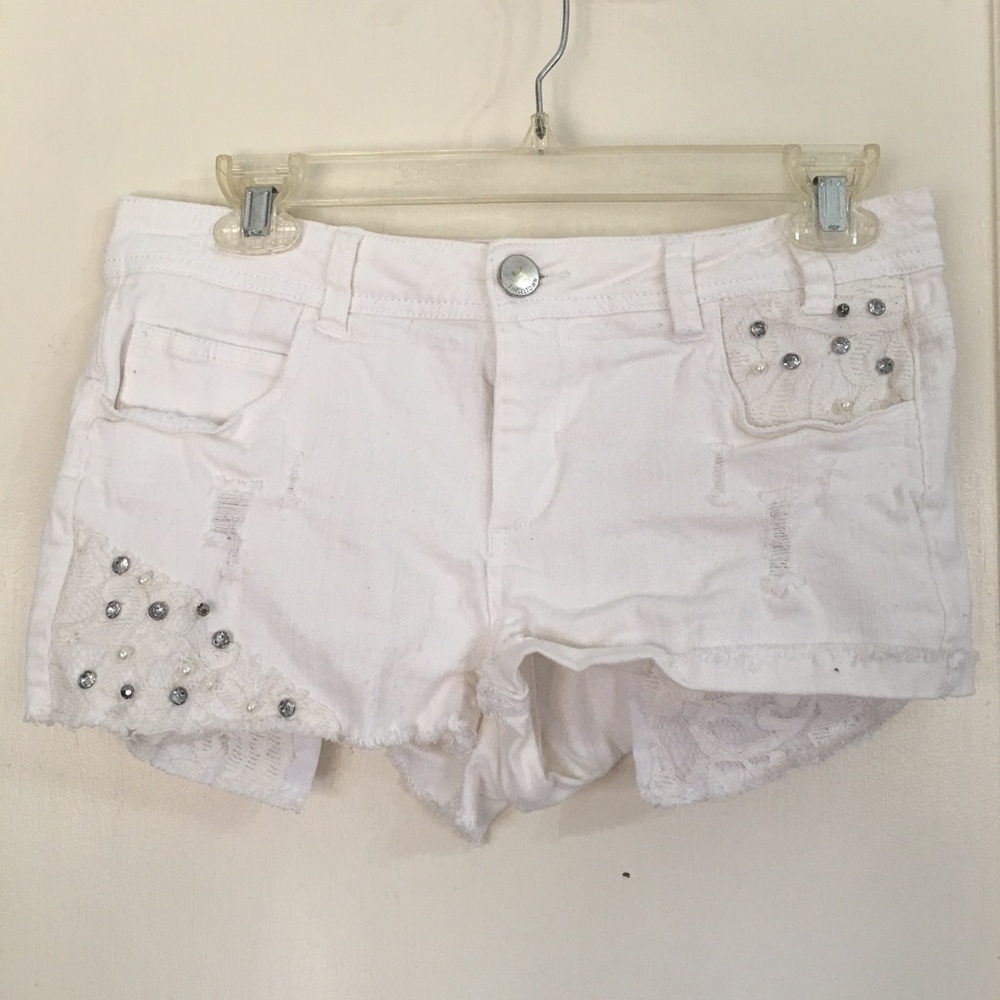 White jeweled shorts